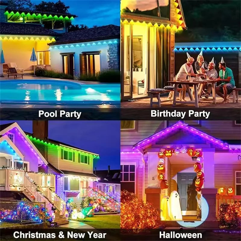 Smart App Remote RGBIC LED Outdoor Eaves Lights DIY Beads