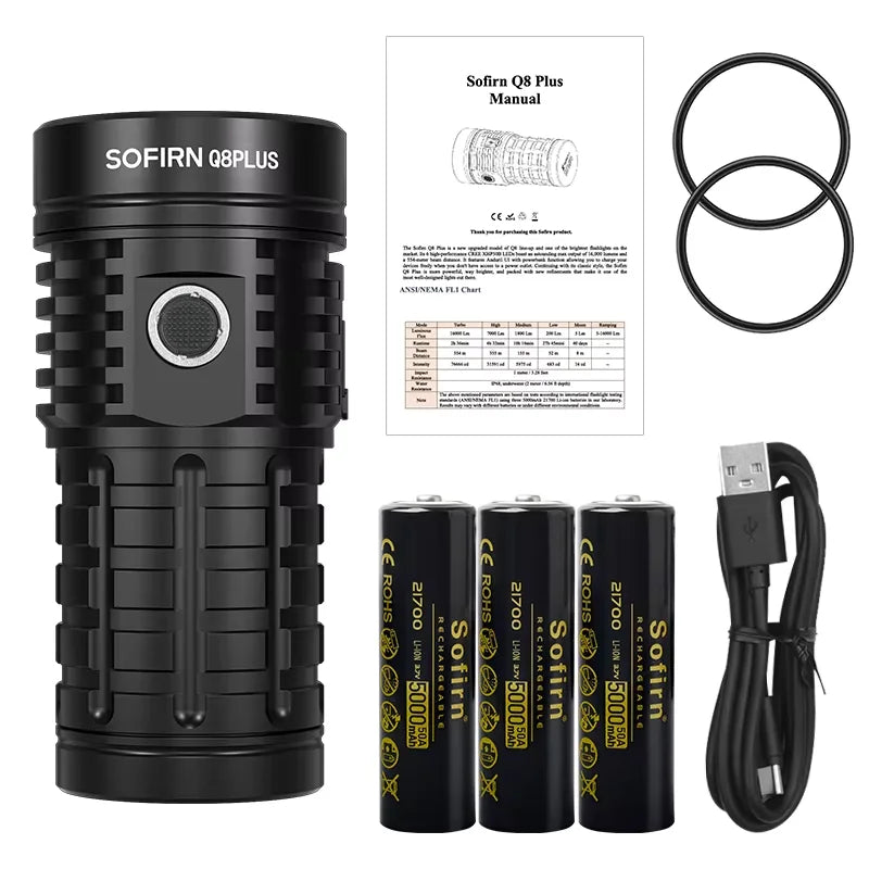Sofirn Q8 Plus XHP50B LED Flashlight 16000lm Rechargeable Torch