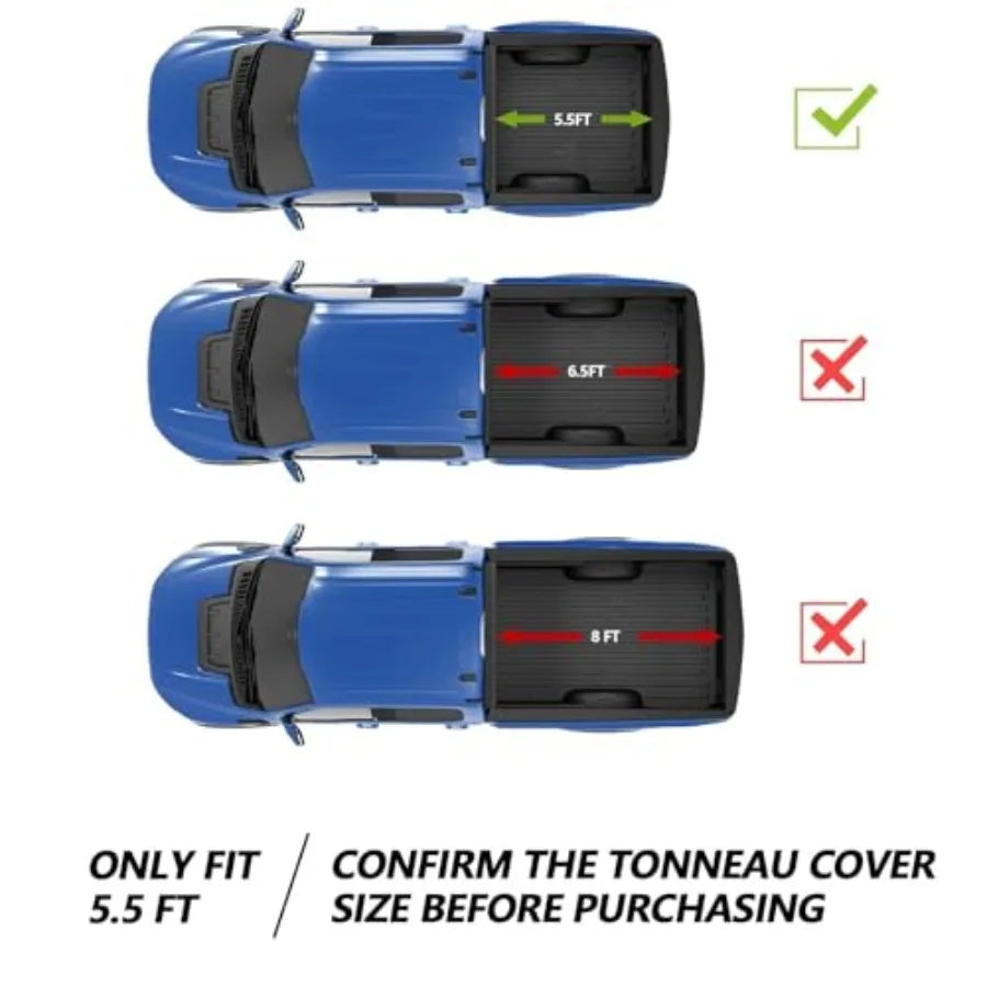 Premium Soft Trifold Truck Bed Tonneau Cover Dual Layer