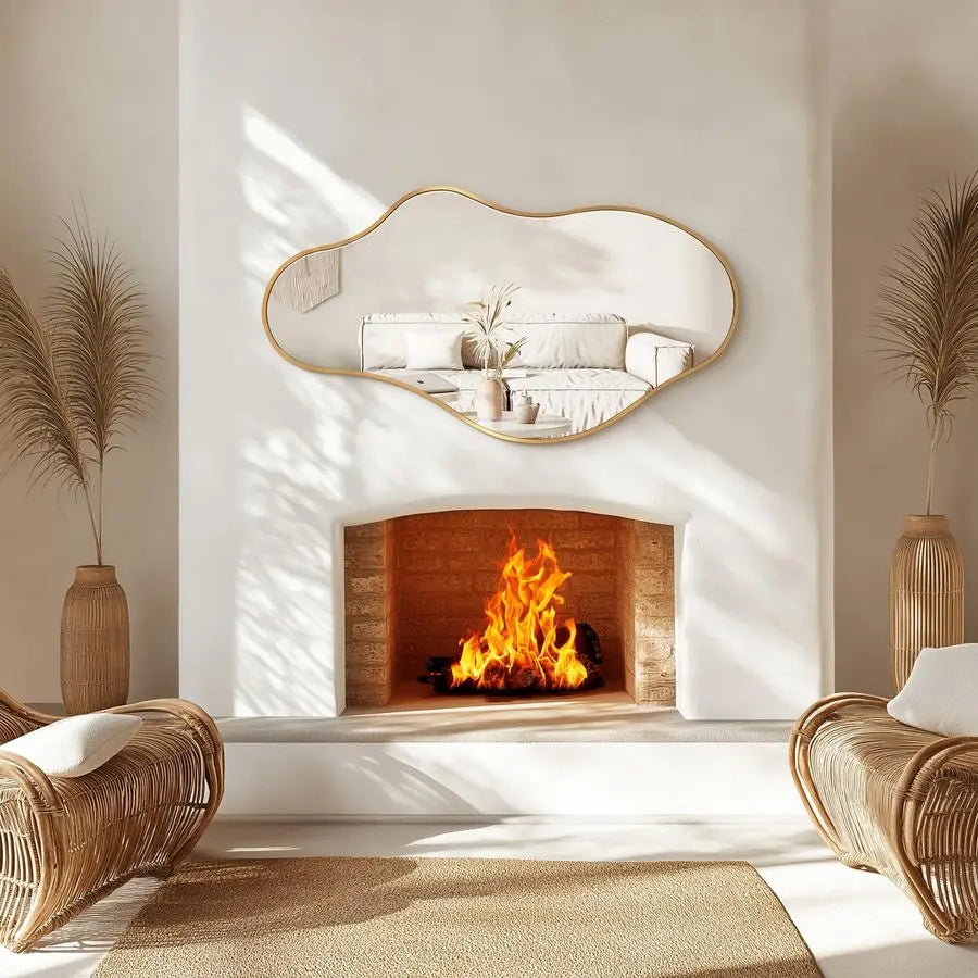 Abstract Wall Mirror With Irregular Cloud Wave Design