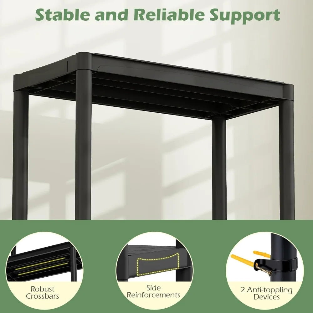 Giantex Heavy-Duty Plastic Storage Shelving Unit Freestanding Organizer