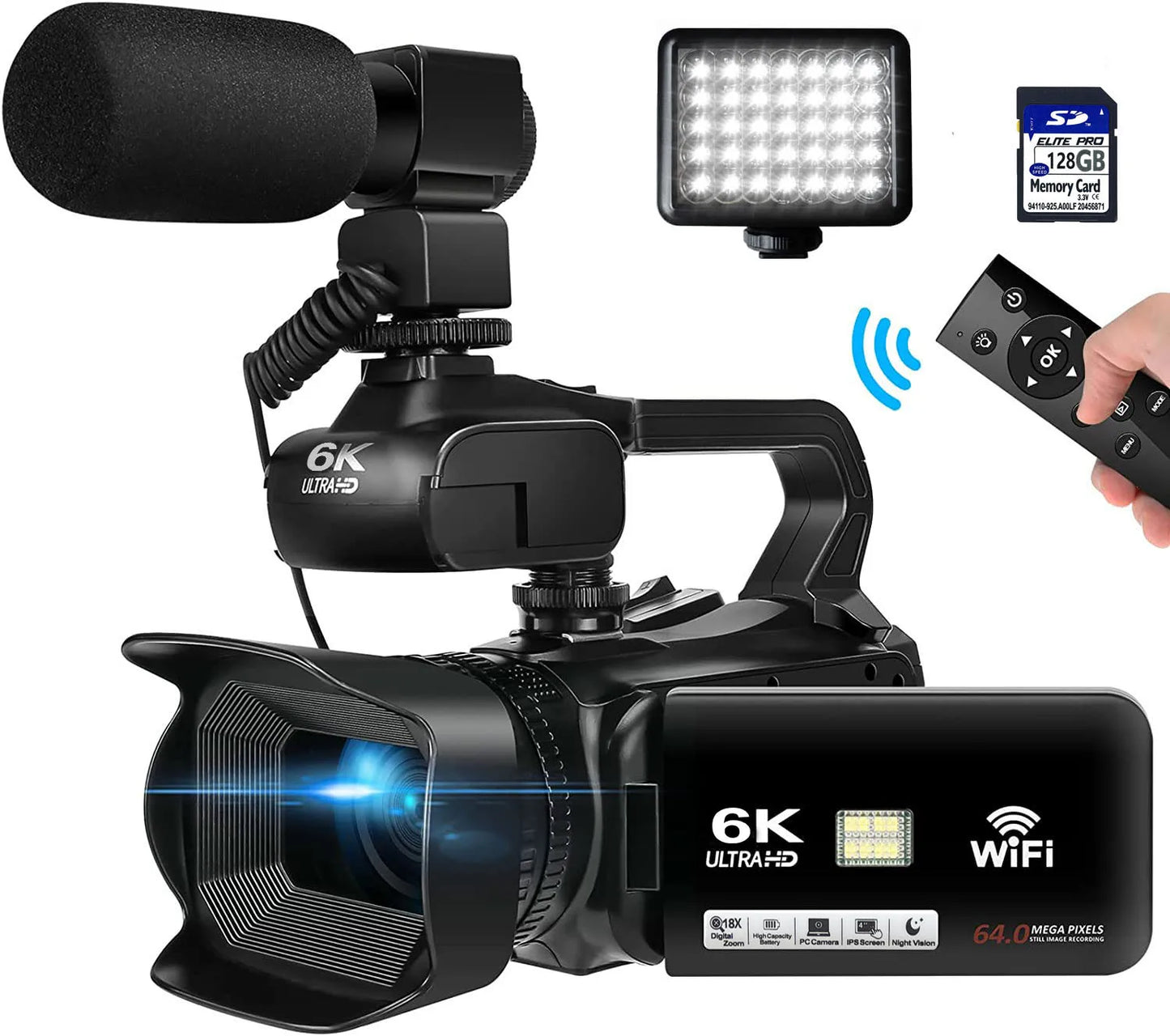 BINGQIANQIAN RX200-6K Camcorder With Night Vision Pro