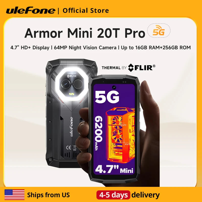 Ulefone Armor Mini 20T Pro 5G Rugged Smartphone Android 14 16GB 256GB