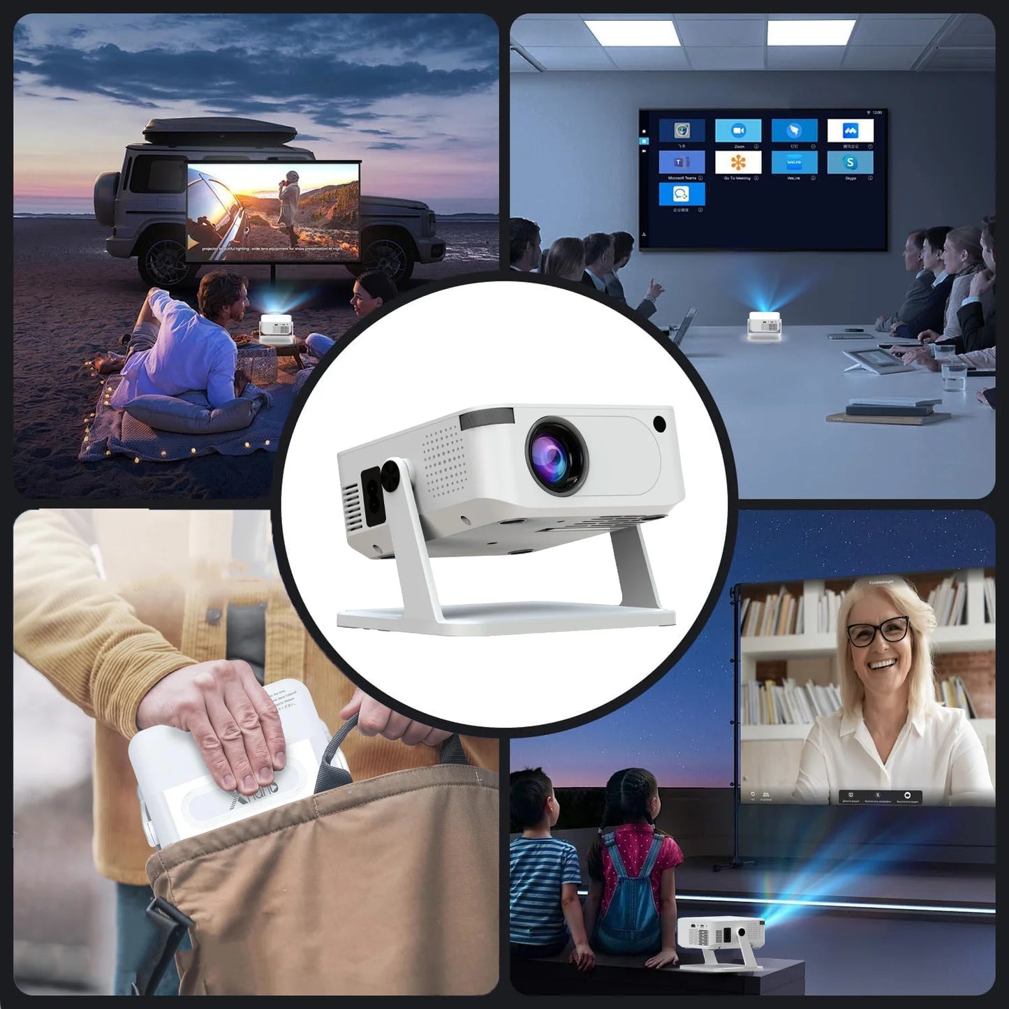 Xnano Android Digital Projector With Holder HDMI Smart Home Cinema