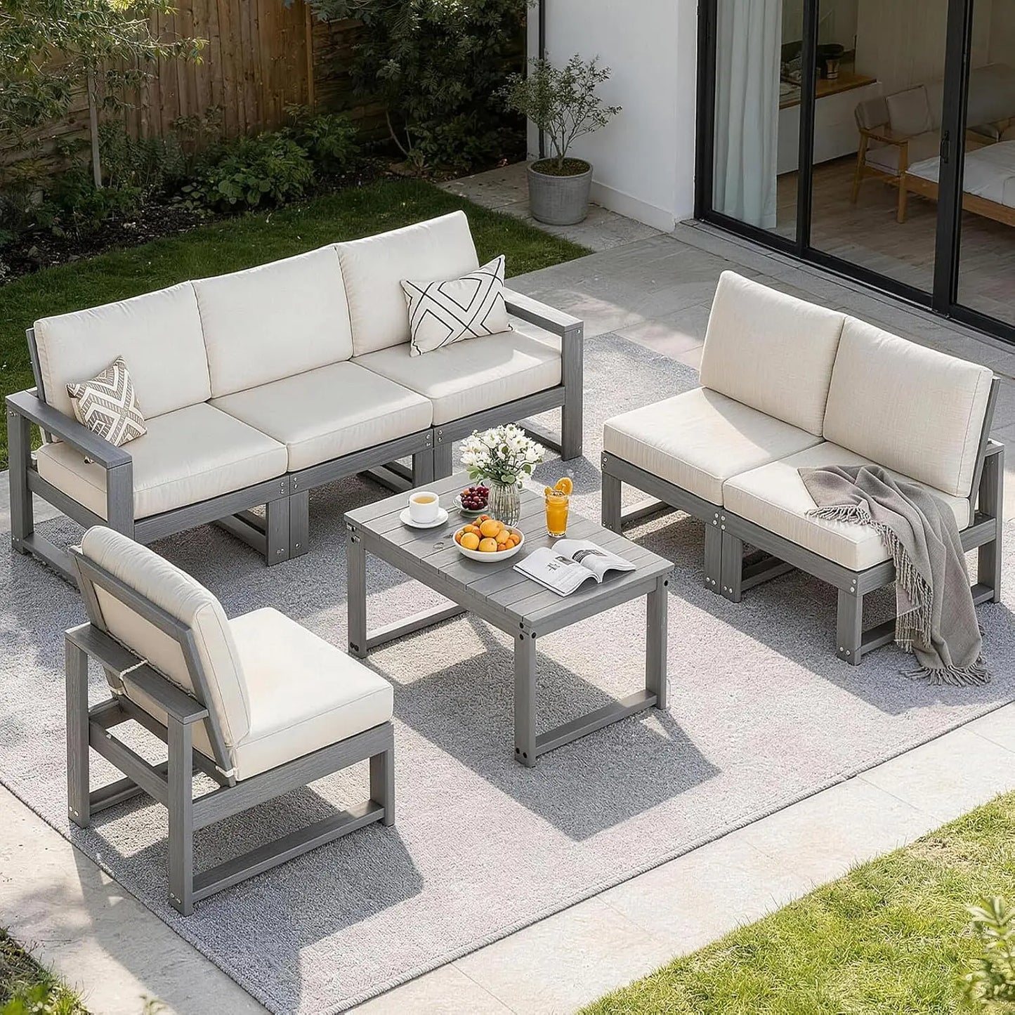Patio Furniture Set Outdoor Conversation Sofa With Deep Cushions