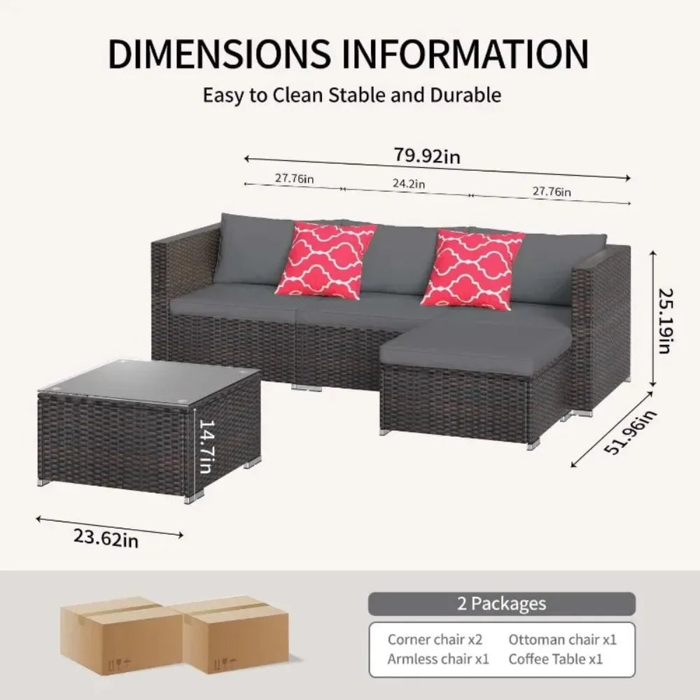 Outdoor Garden Furniture Set All Weather Wicker Patio Sofa