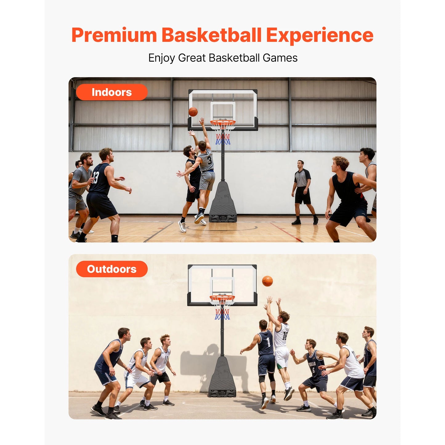 SucceBuy Portable Basketball Stand With Adjustable Height Backboard