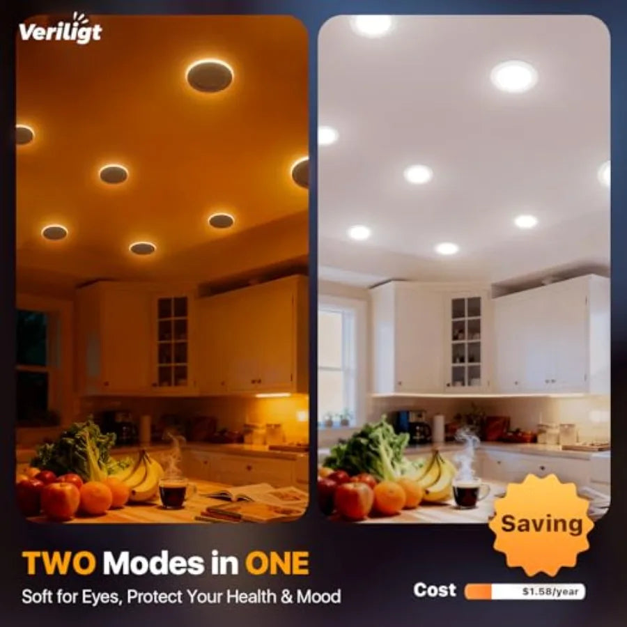 LED Recessed Wafer Light With Night Light 5CCT 750LM 9W