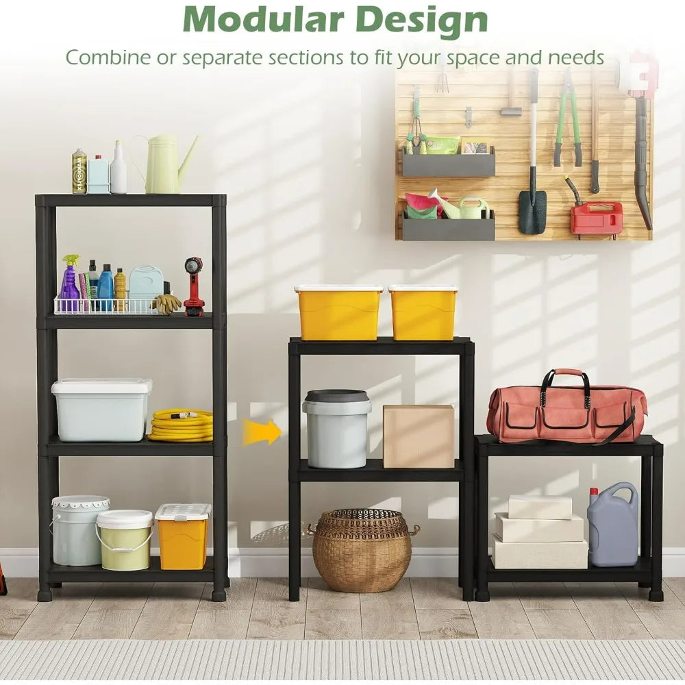 Giantex Heavy-Duty Plastic Storage Shelving Unit Freestanding Organizer