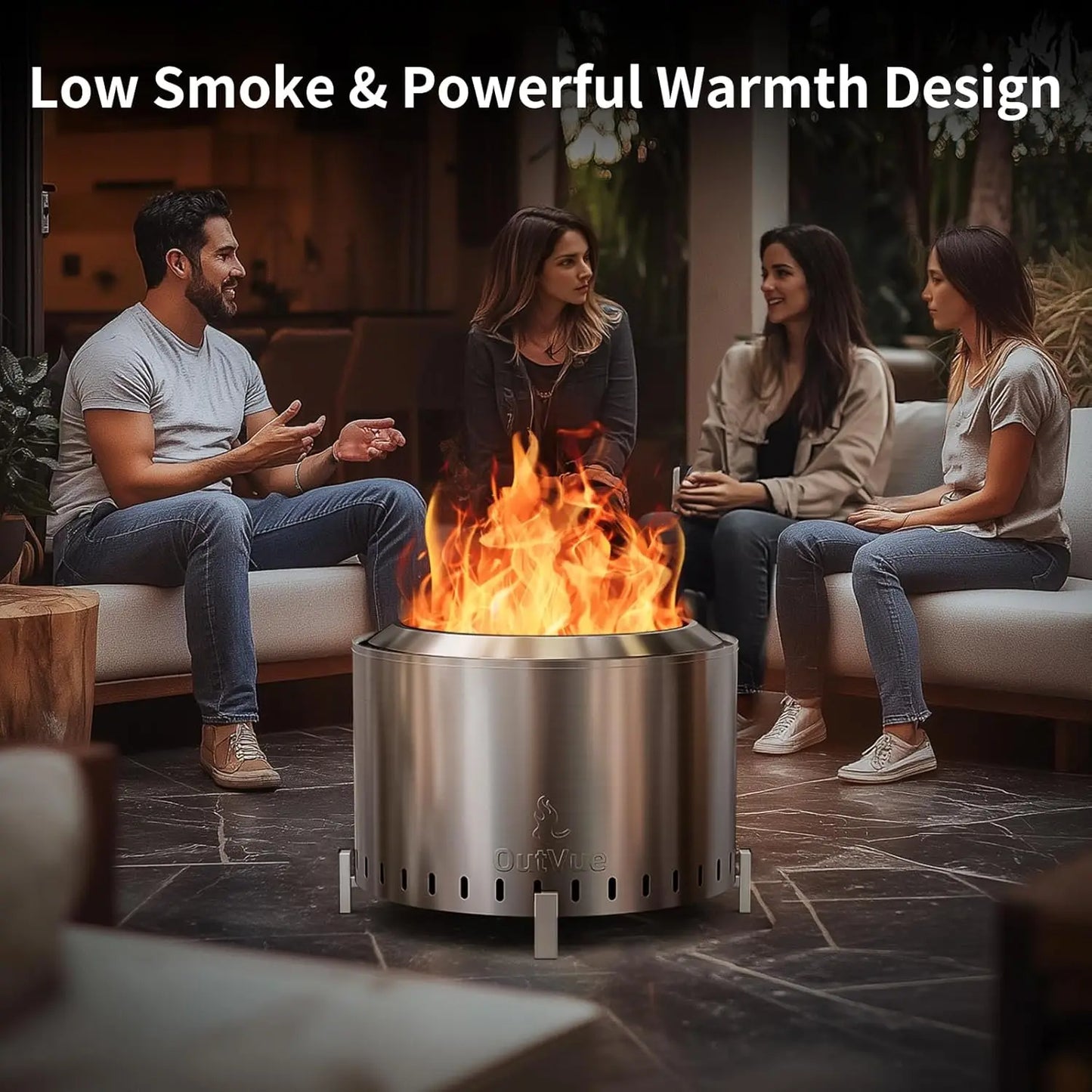 Stainless Steel Smokeless Fire Pit For Outdoor Camping Bonfire