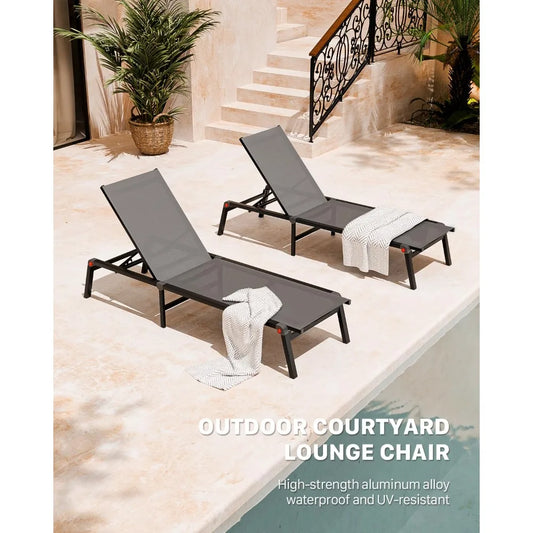 Guangbai Adjustable Aluminum Chaise Lounge Chair Outdoor Deck