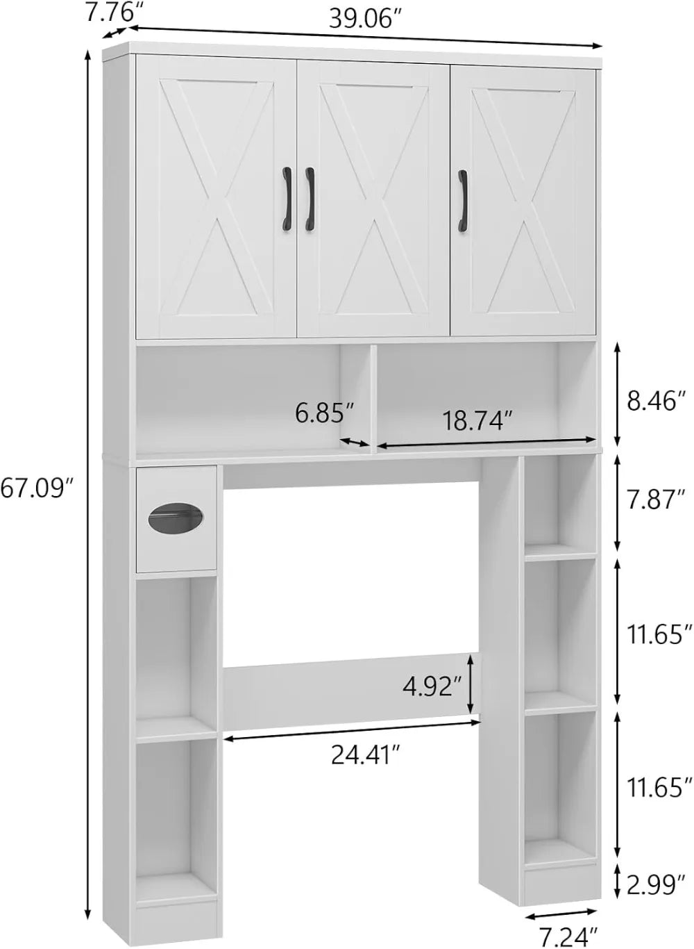 Farmhouse Over Toilet Storage Cabinet With Barn Doors
