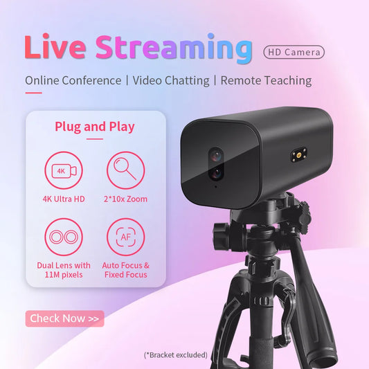 New Landing Dual 4K USB Webcam With 10x Zoom Microphone