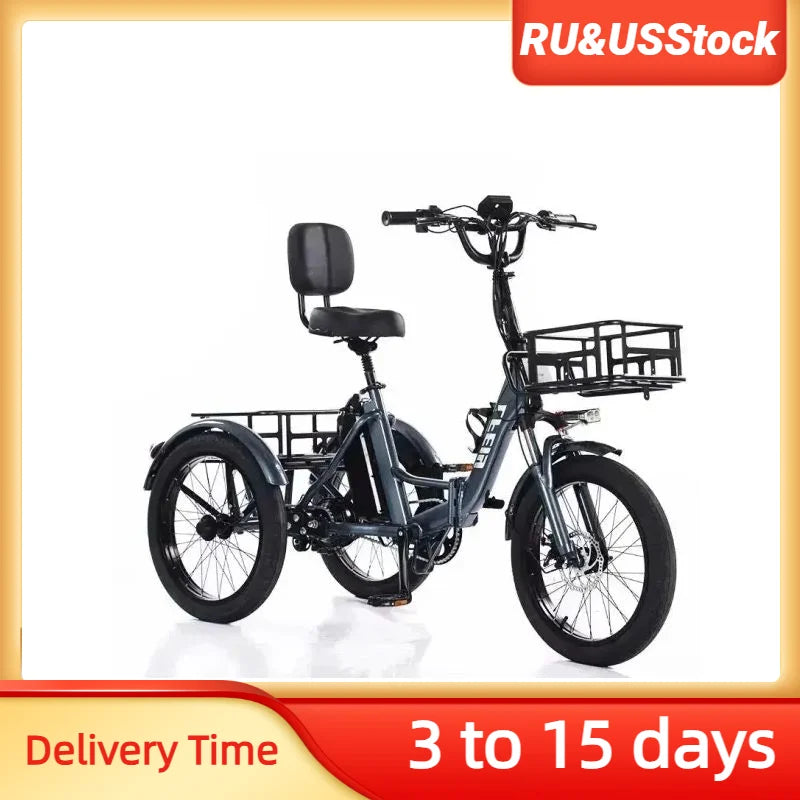Foldable Electric Tricycle Cargo Adult Senior For Lithium Battery Removable Waterproof Anti-Theft 48V 3 Wheel Electric Bicycle