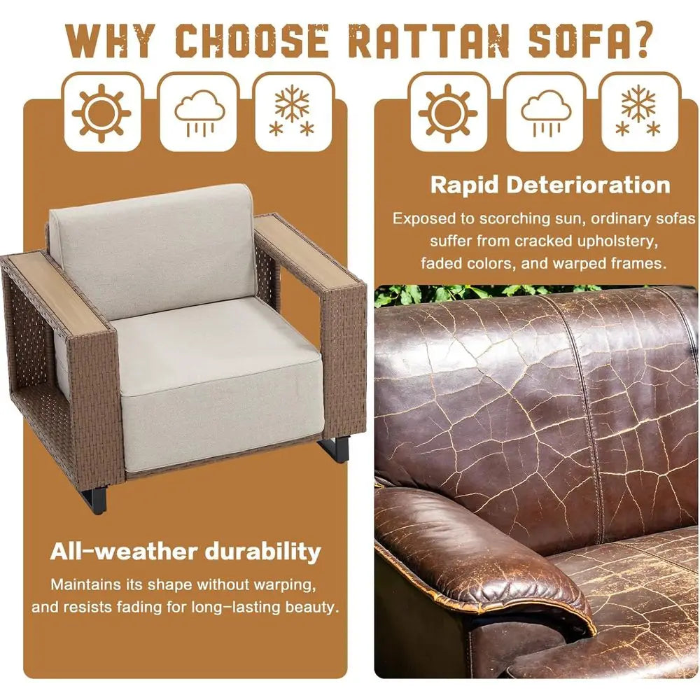 Outdoor 7 Piece All Weather PE Rattan Patio Furniture Set