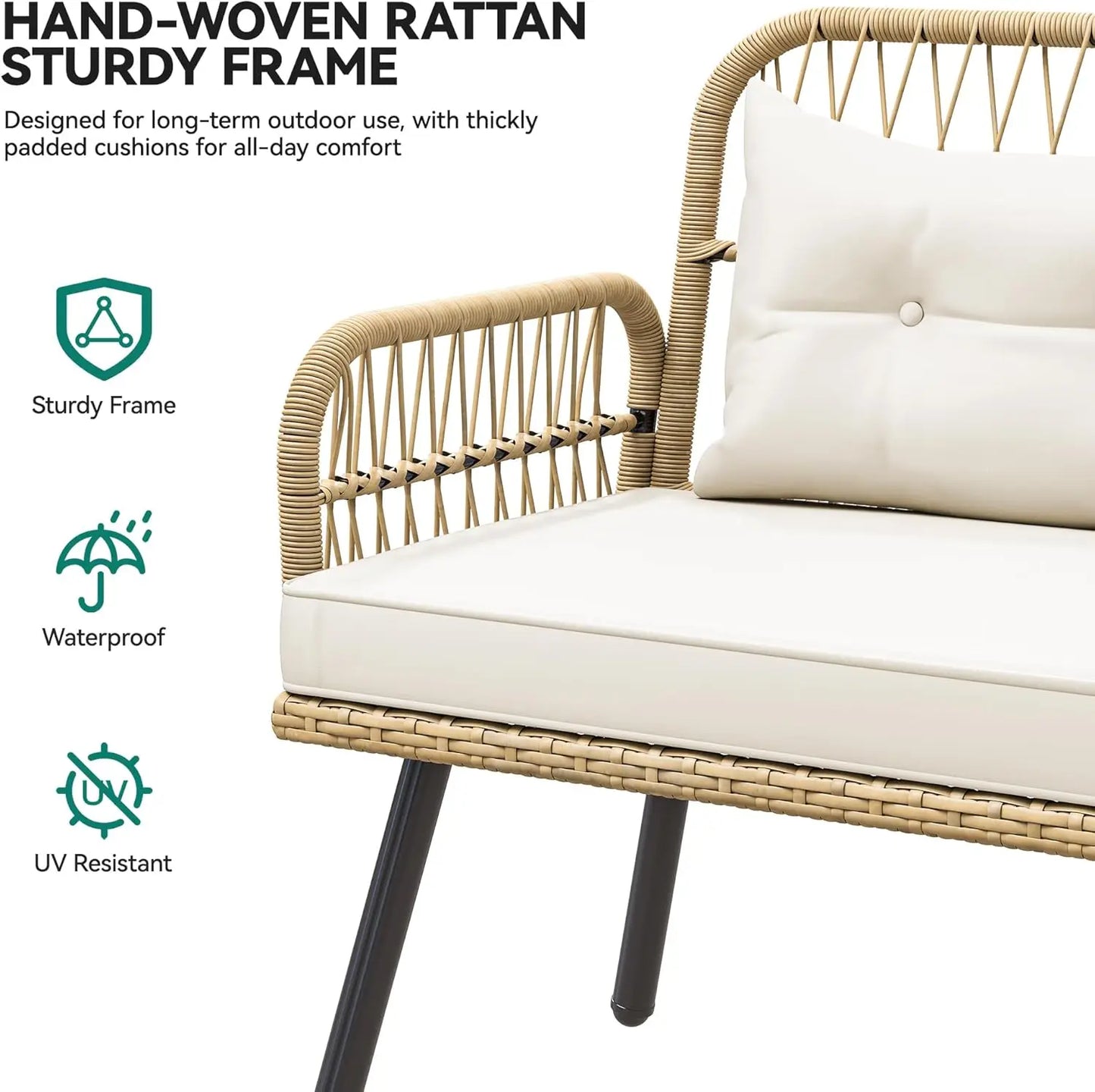 Patio Wicker L Shaped Outdoor Conversation Sofa Set With Cushions
